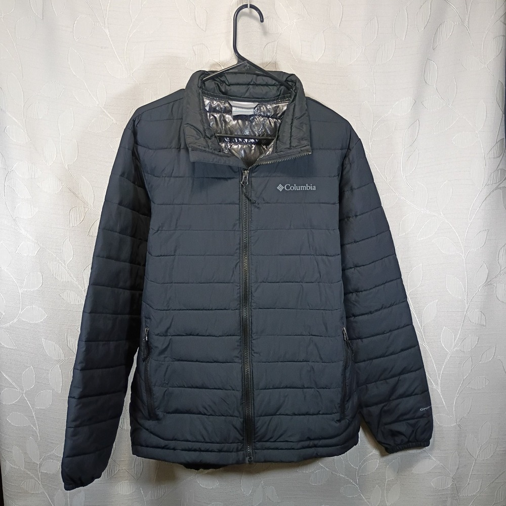 Columbia Powder Lite Omni-Heat Puffer Jacket Mens Medium Black WO1111